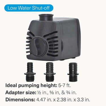 500 GPH Fountain Pump with Low Water Shut Off Feature