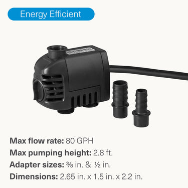80 GPH Hydroponics & Aquaponics Water Pump