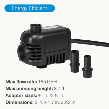 155 GPH Hydroponics & Aquaponics Water Pump