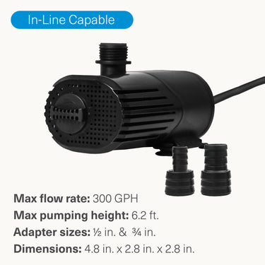 300 GPH Hydroponics & Aquaponics Water Pump